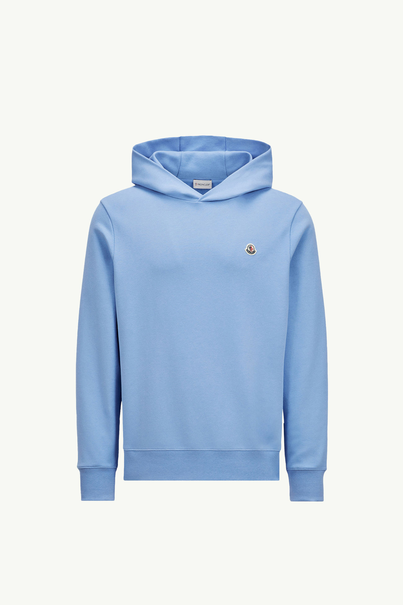 Logo Patch Cotton Hoodie Men Light Blue Moncler 2