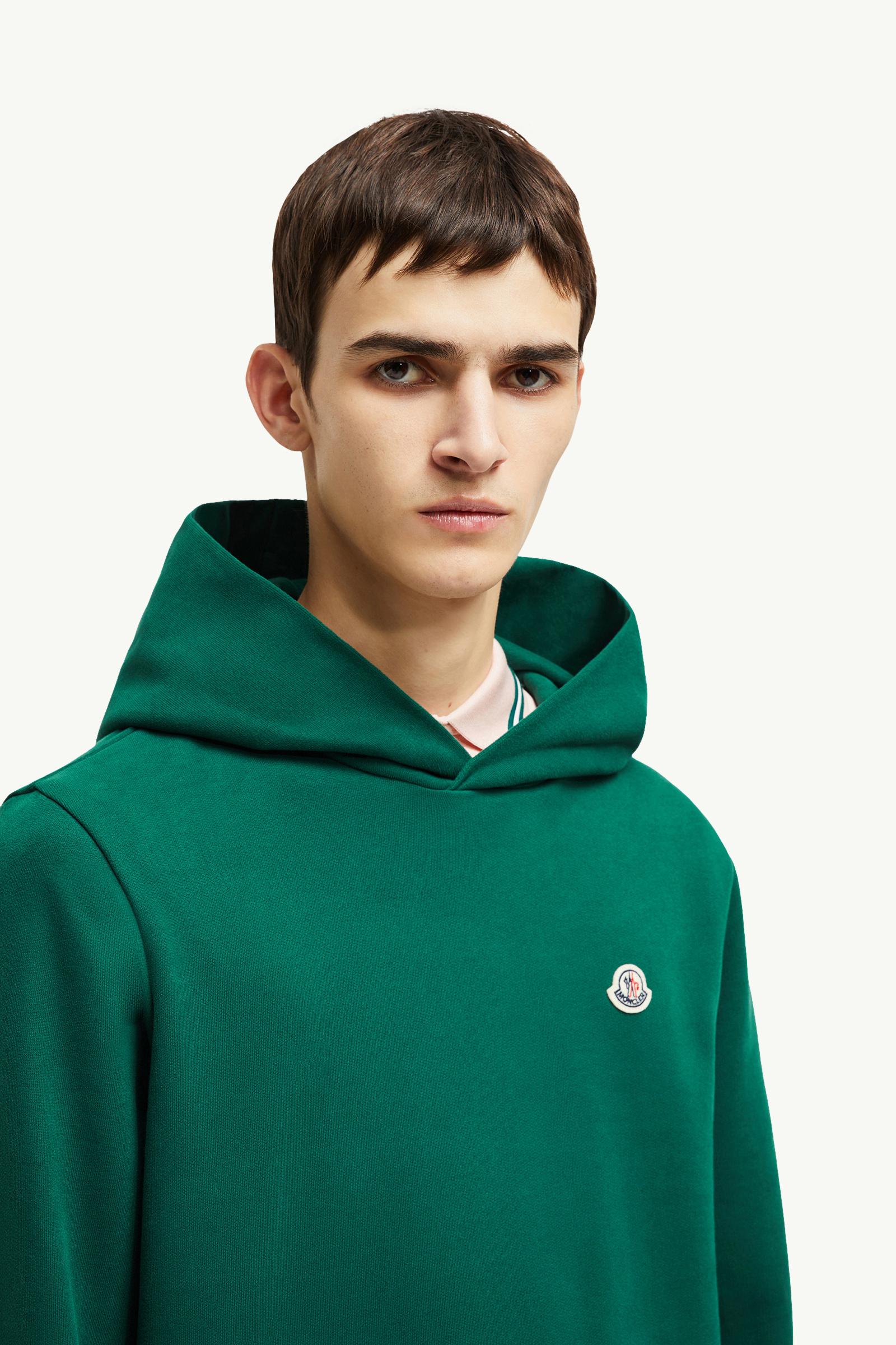 Logo Patch Cotton Hoodie Men Emerald Green Moncler 1