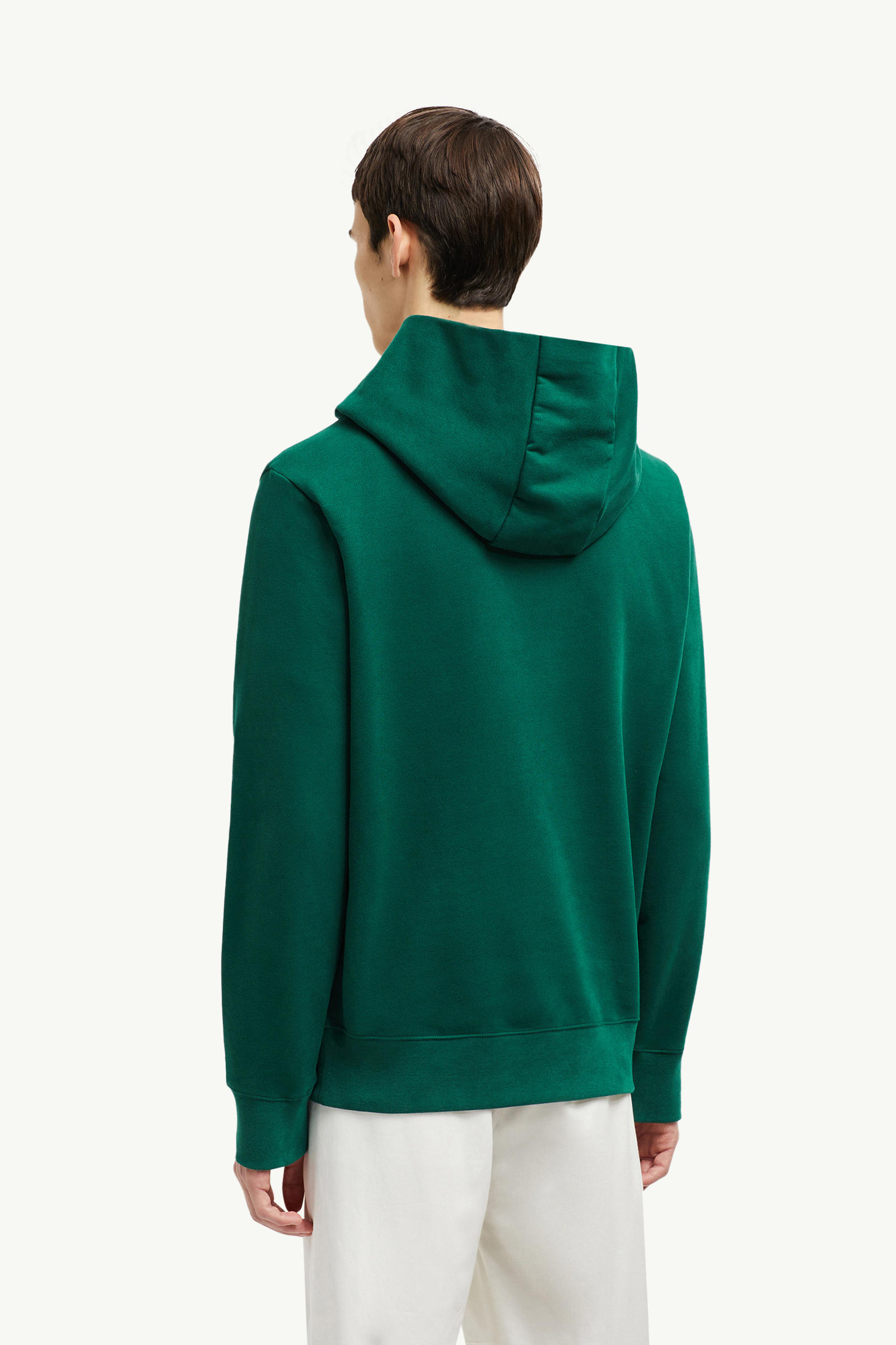 Logo Patch Cotton Hoodie Men Emerald Green Moncler 4