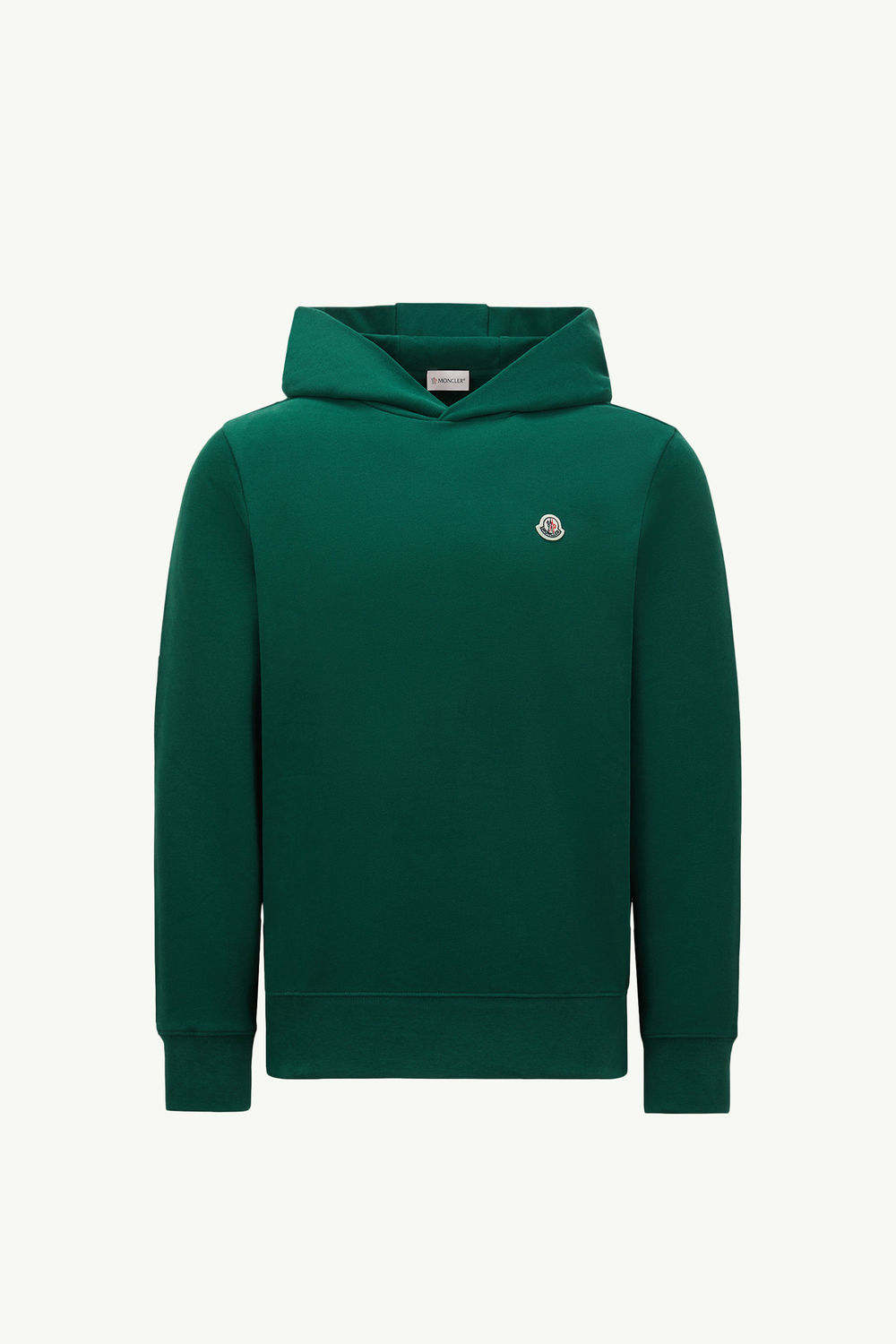 Logo Patch Cotton Hoodie Men Emerald Green Moncler 2