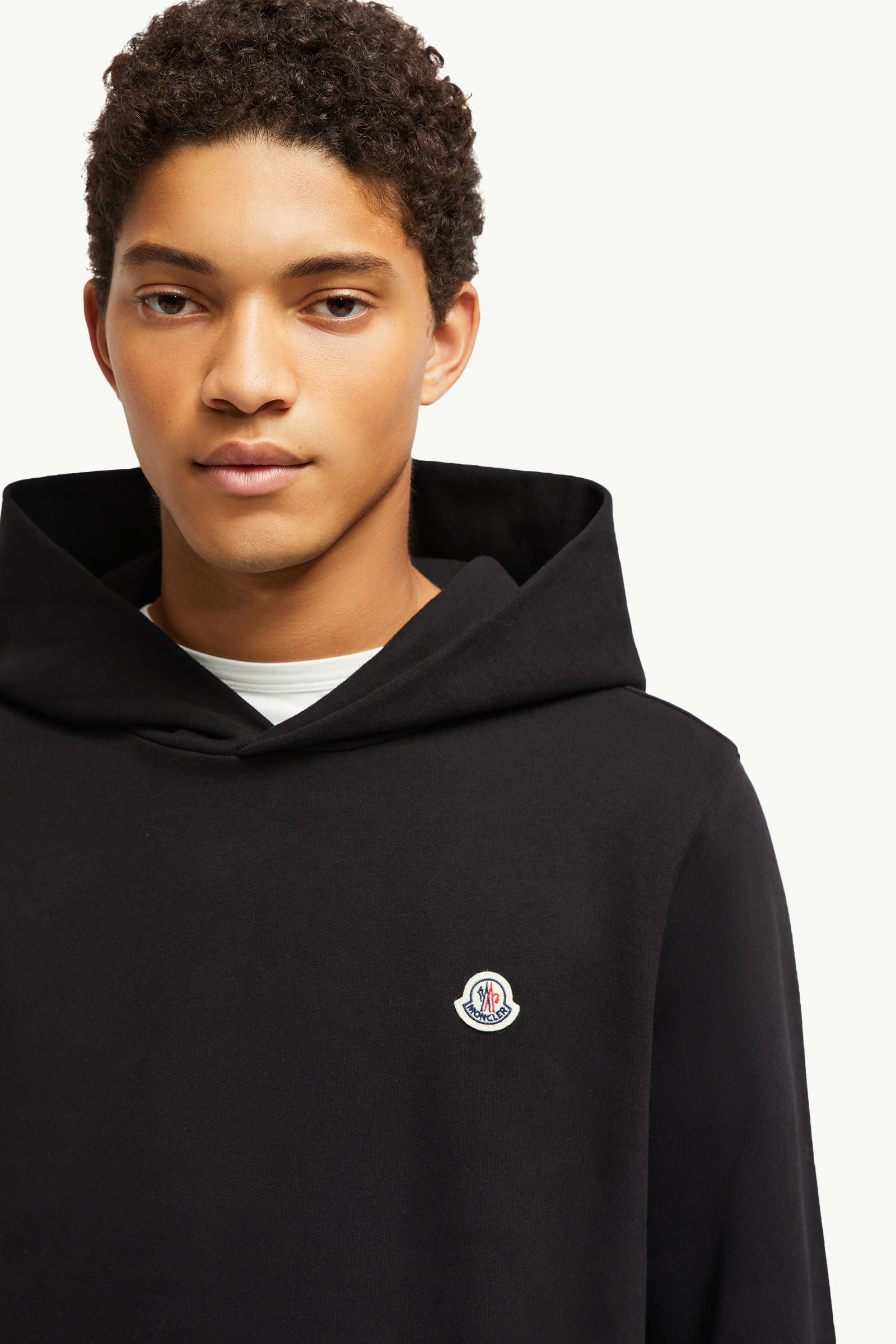 Logo Patch Cotton Hoodie Men Black Moncler 5