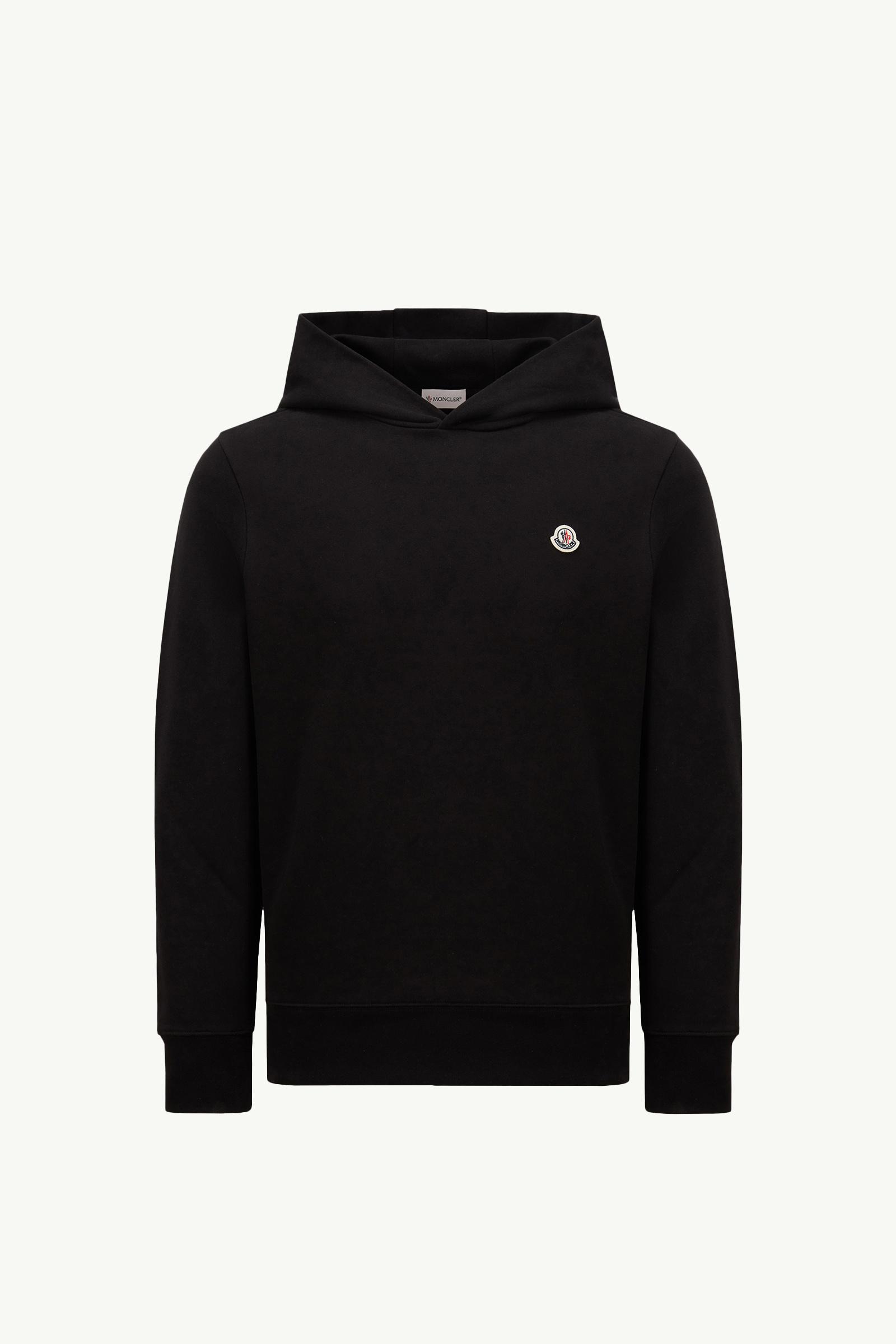 モンクラー　3 Black Logo Patch Cotton Hoodie - Sweatshirts for Men