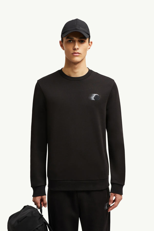Faded Logo Motif Cotton Sweatshirt Men Black Moncler 0