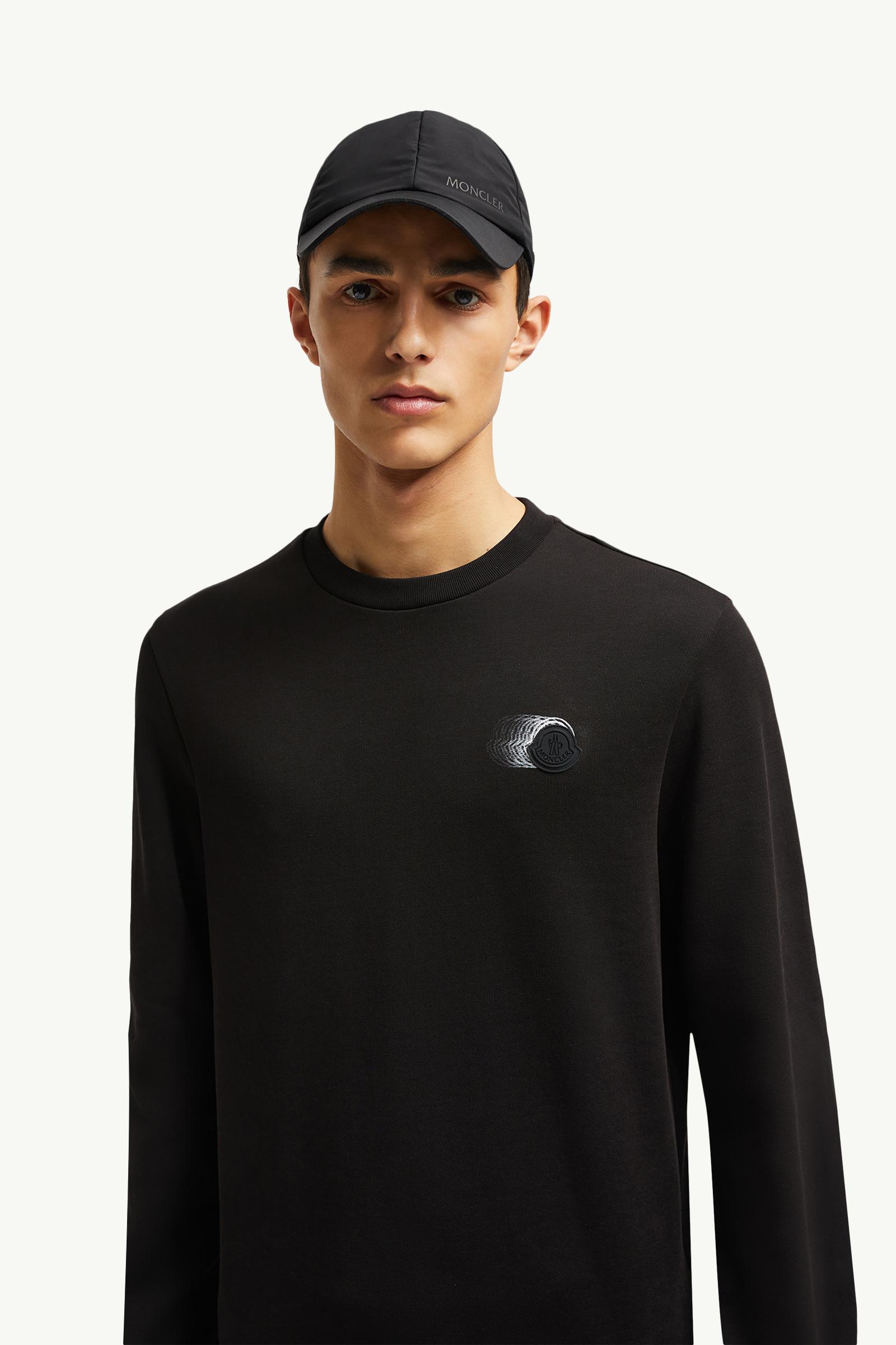Faded Logo Motif Cotton Sweatshirt Men Black Moncler 1