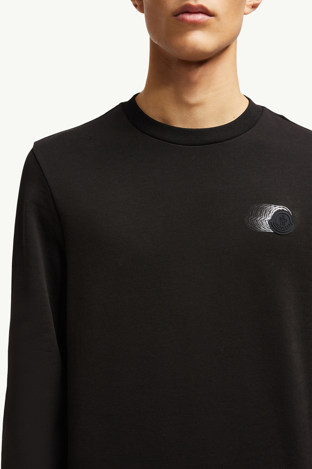 Faded Logo Motif Cotton Sweatshirt Men Black Moncler 5