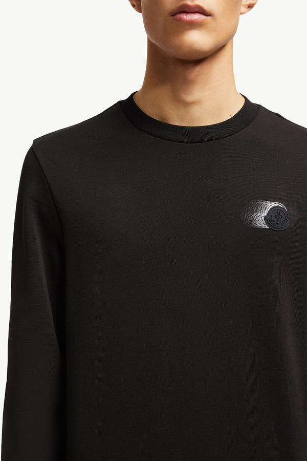 Faded Logo Motif Cotton Sweatshirt Men Black Moncler 5