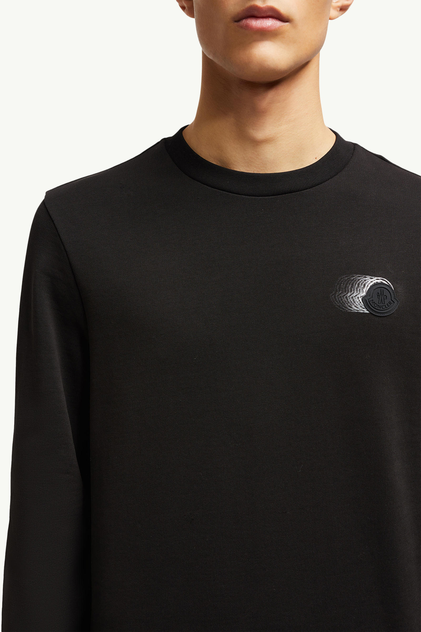 Faded Logo Motif Cotton Sweatshirt Men Black Moncler 5