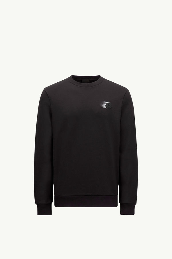 Faded Logo Motif Cotton Sweatshirt Men Black Moncler 2