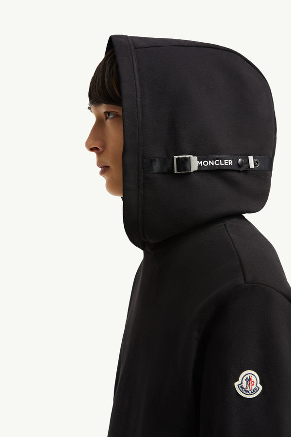 Felpa con cappuccio regolabile in cotone Uomo Nero Moncler 1