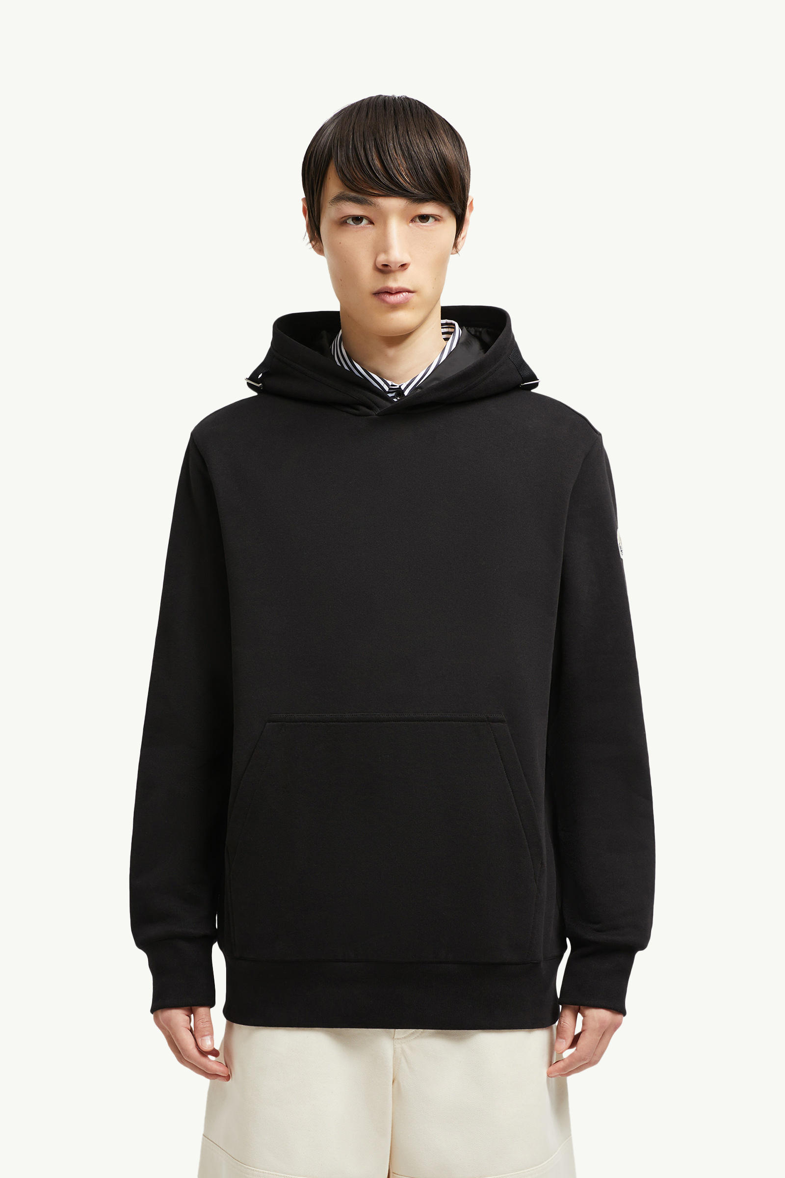 Adjustable Cotton Hoodie Men Black Moncler 3