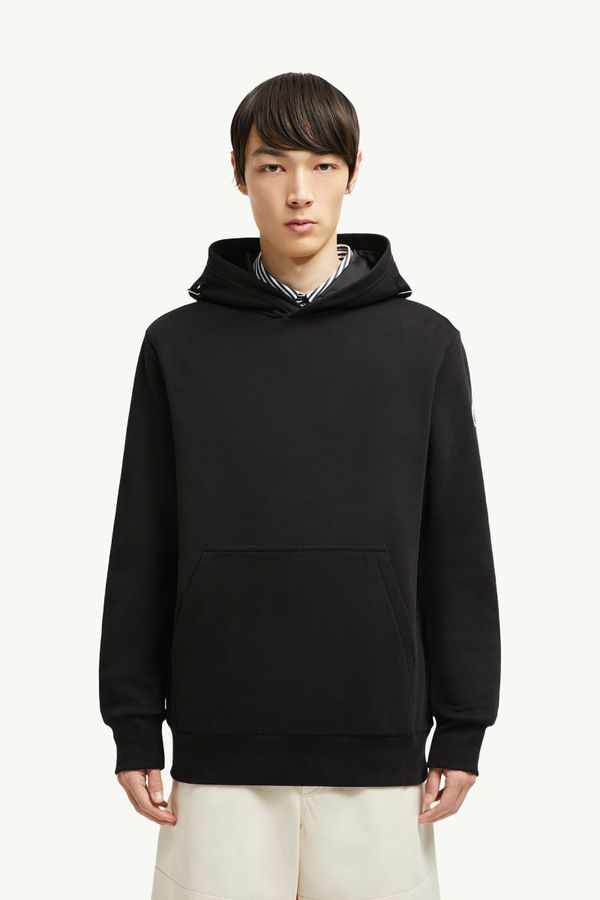 Felpa con cappuccio regolabile in cotone Uomo Nero Moncler 3