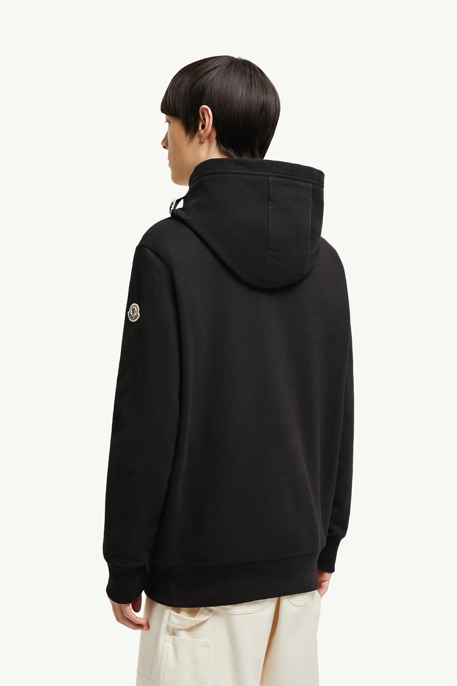 Adjustable Cotton Hoodie Men Black Moncler 4