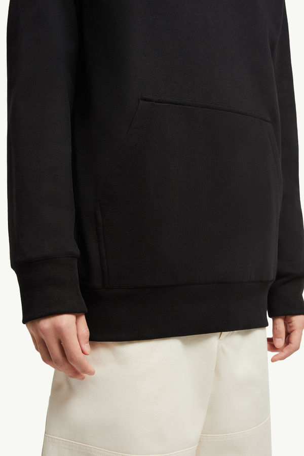 Felpa con cappuccio regolabile in cotone Uomo Nero Moncler 5