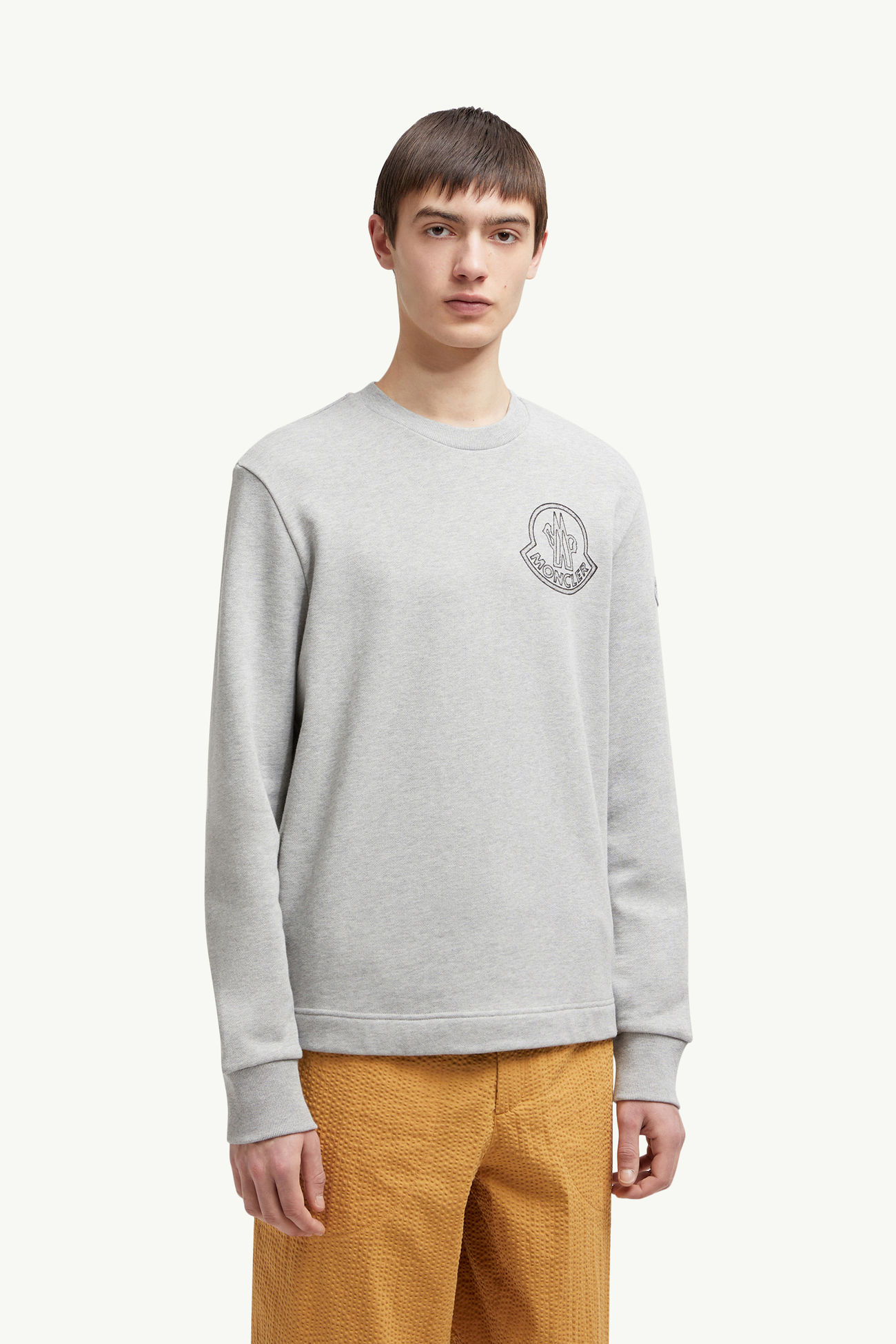 Felpa logata in cotone Uomo Grigio Chiaro Moncler 3