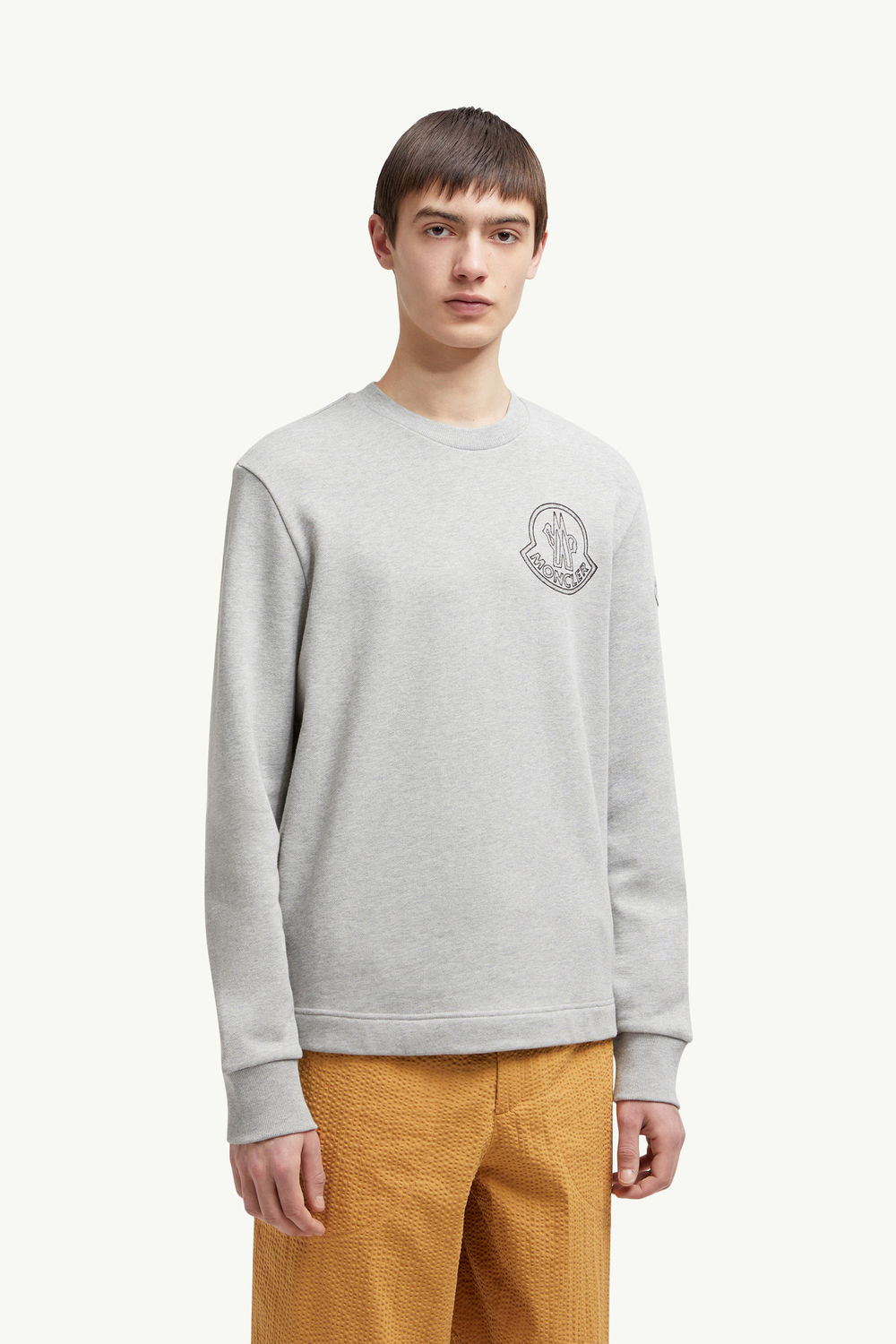 Sweat en coton avec logo Hommes Gris Clair Moncler 3