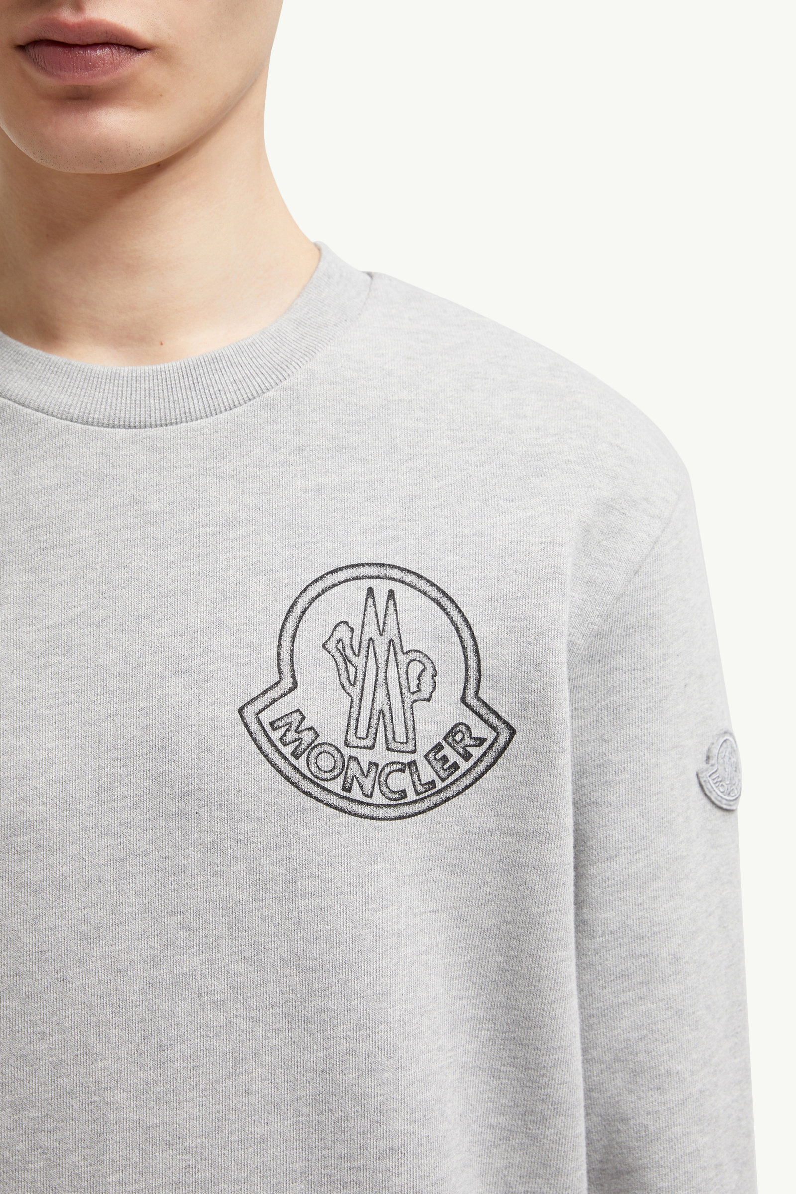 Logo Cotton Sweatshirt Men Light Gray Moncler 5