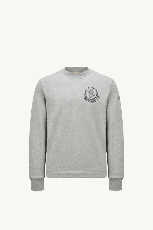 Sweat en coton avec logo Hommes Gris Clair Moncler 2