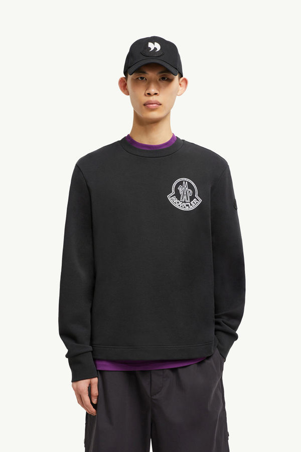 Sweat en coton avec logo Hommes Noir Moncler 0