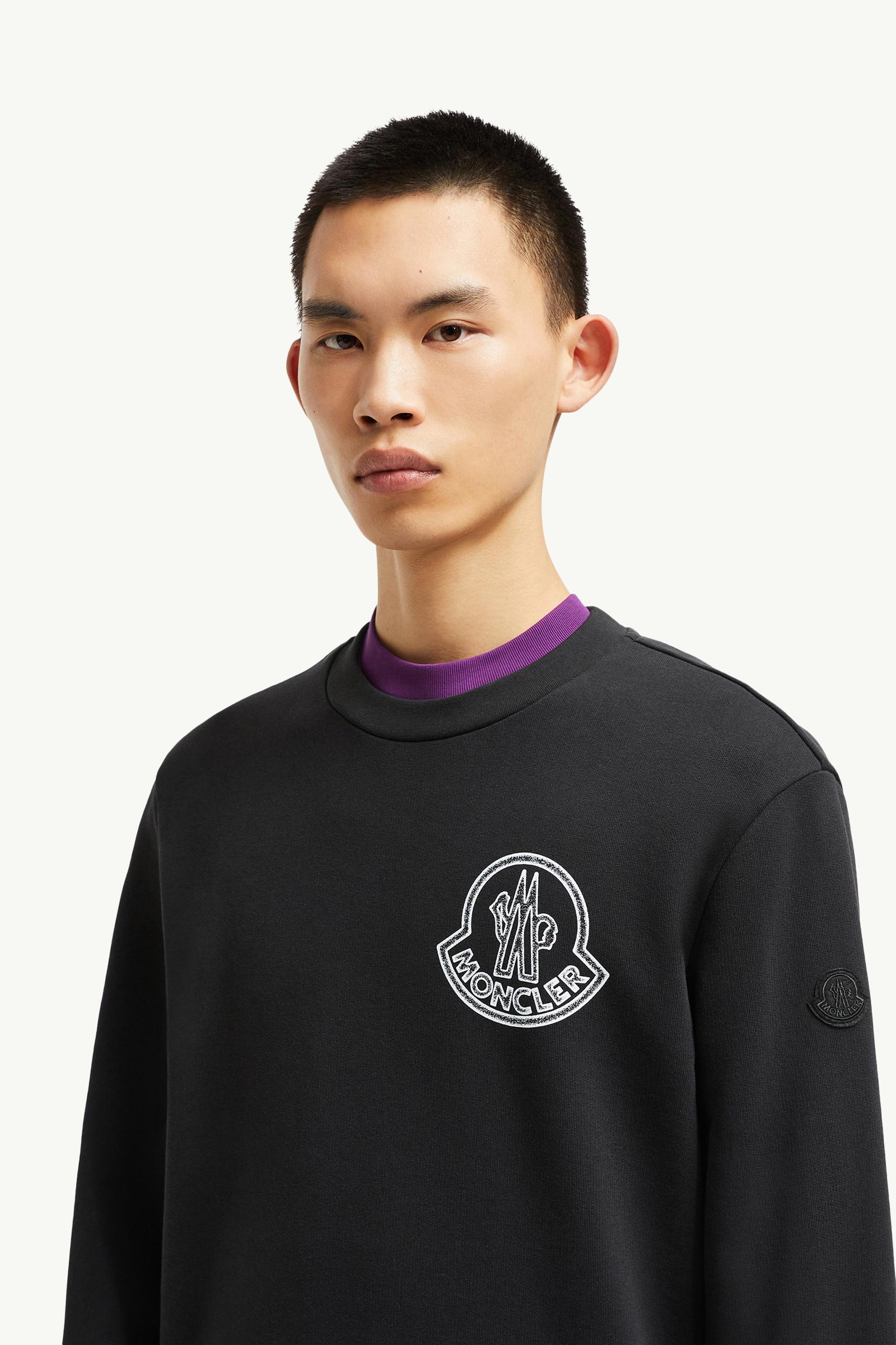 Logo Cotton Sweatshirt Men Black Moncler 1