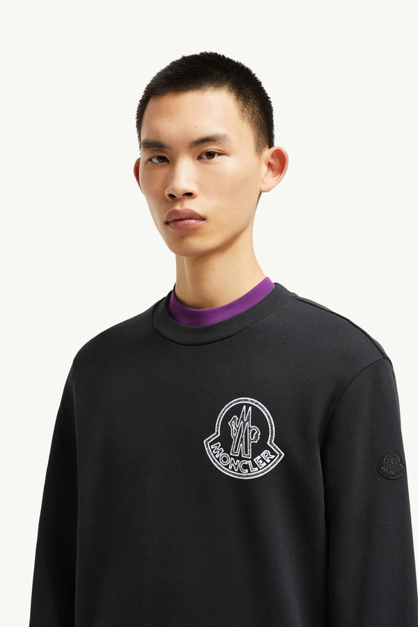 Sweat en coton avec logo Hommes Noir Moncler 1