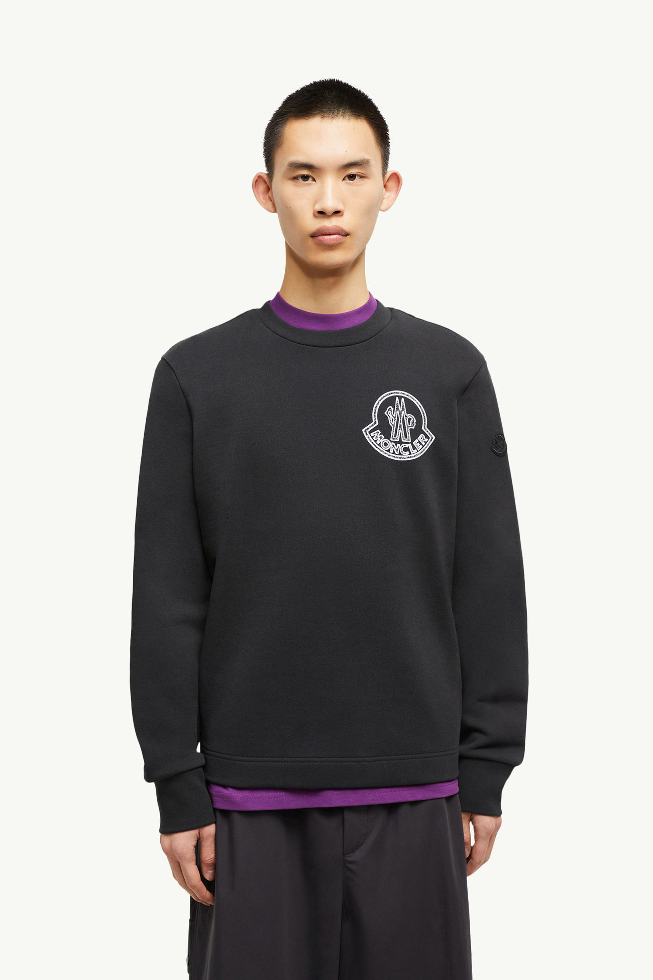 Logo Cotton Sweatshirt Men Black Moncler 3