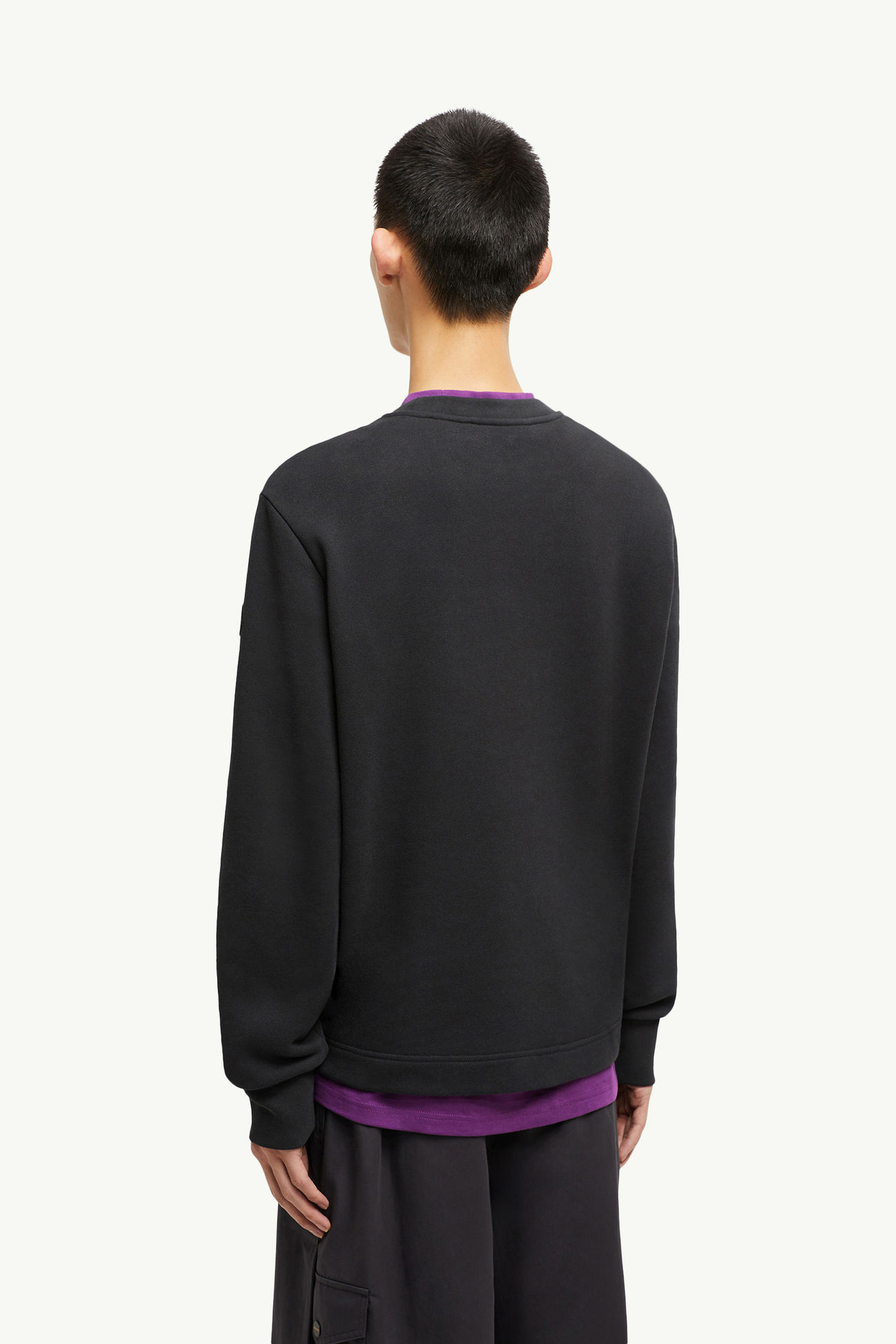 Felpa logata in cotone Uomo Nero Moncler 4