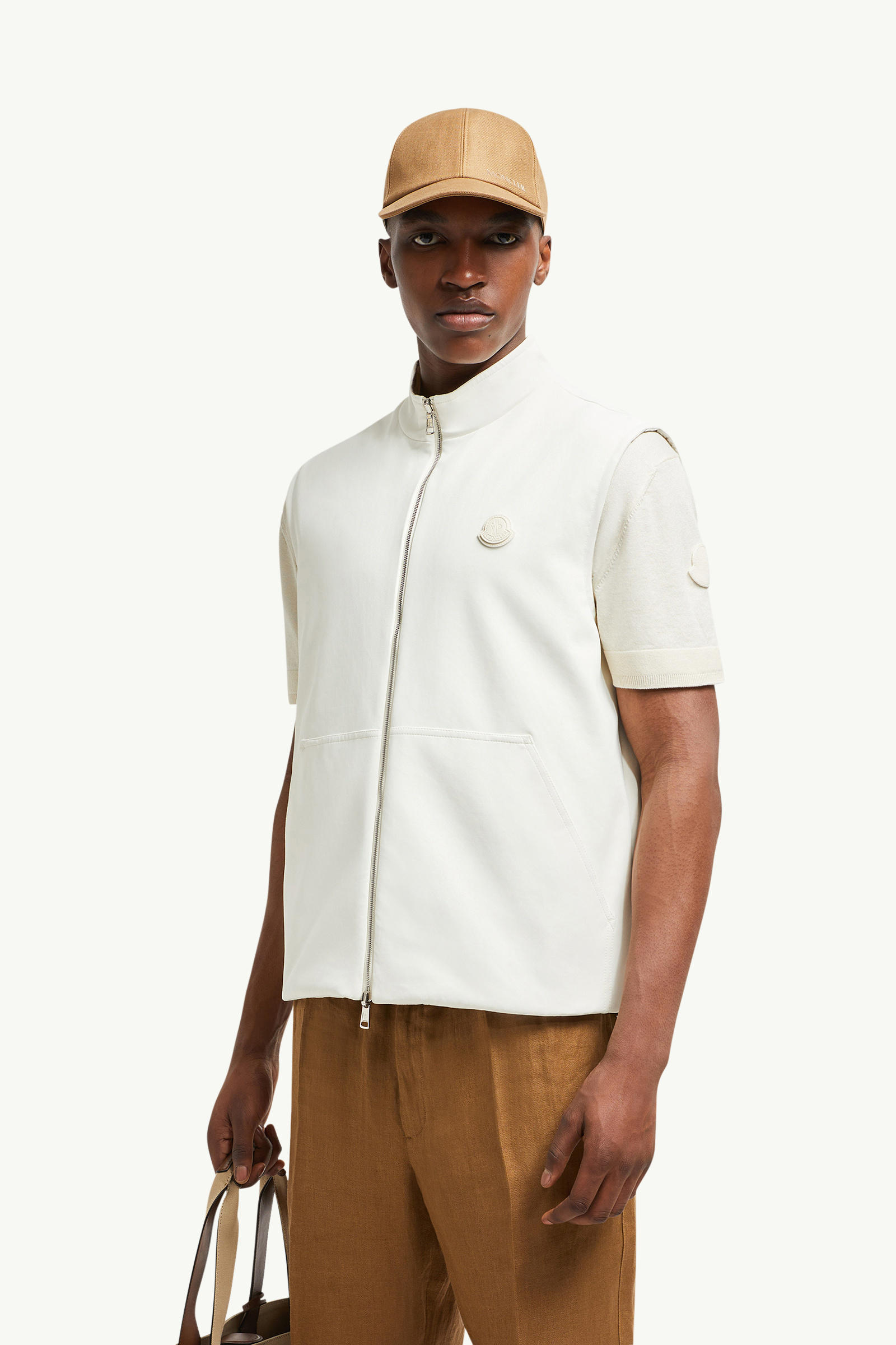 Reversible Padded Cotton Gilet Men White Moncler 0