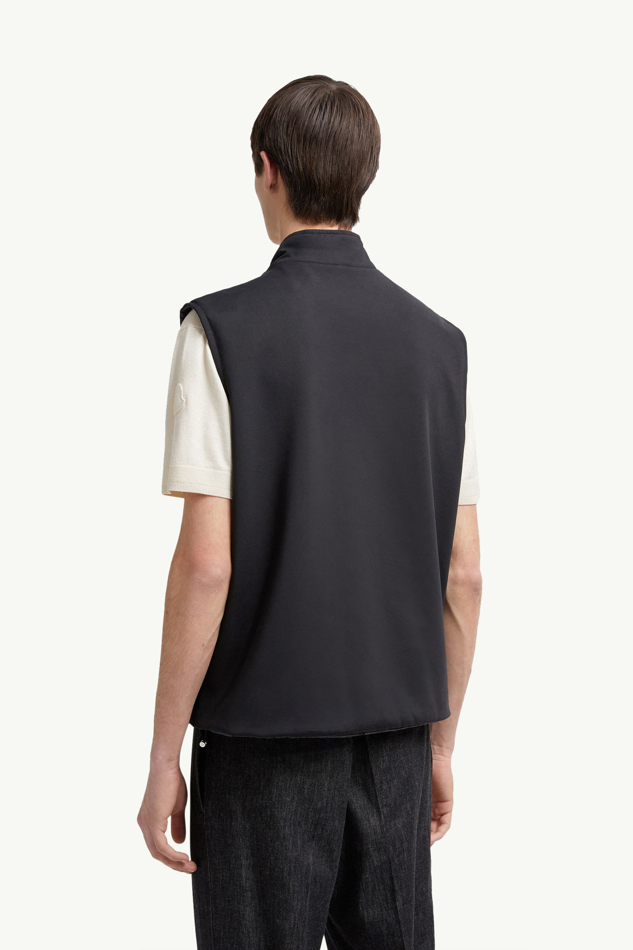 Reversible Padded Cotton Gilet Men Black Moncler 4