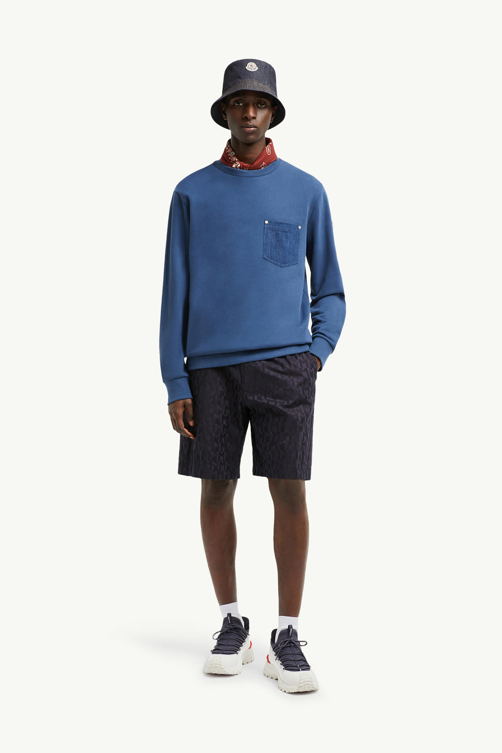 Cotton & Denim Sweatshirt Men Cobalt Blue Moncler 0