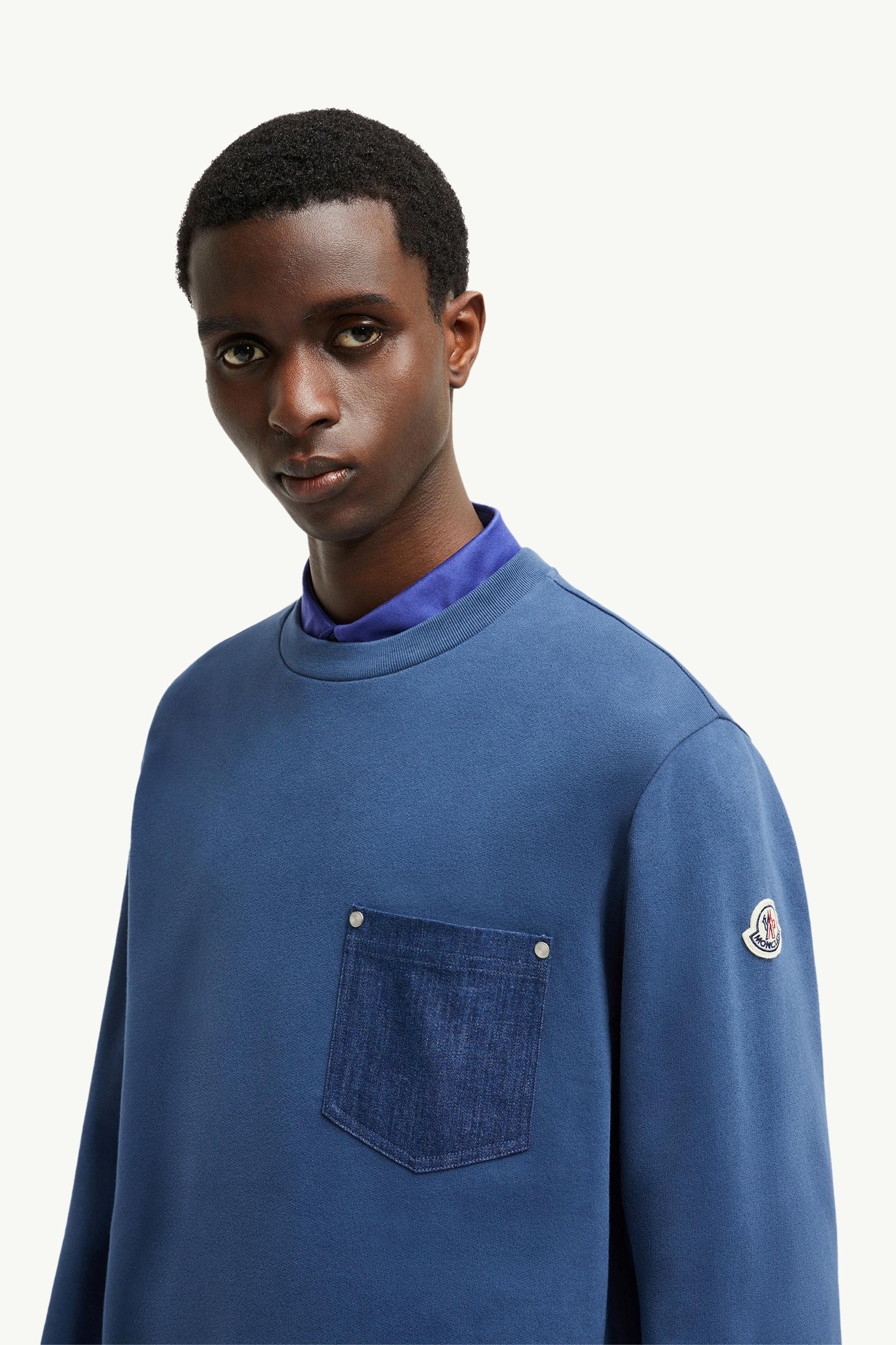 Cotton & Denim Sweatshirt Men Cobalt Blue Moncler 1