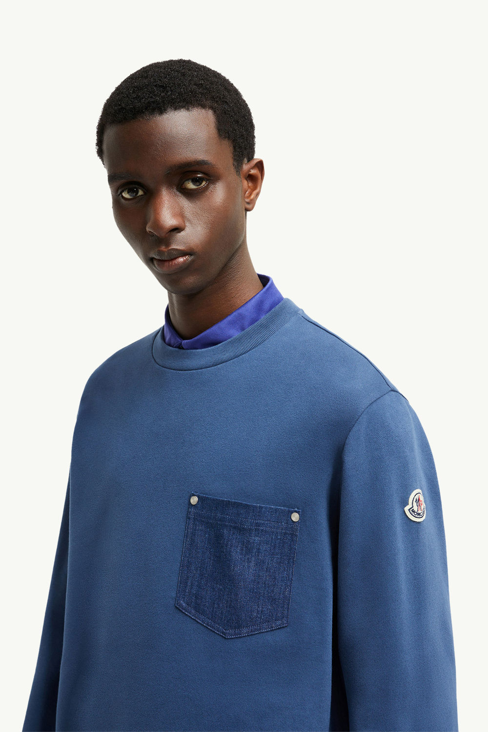 Cotton & Denim Sweatshirt Men Cobalt Blue Moncler 1