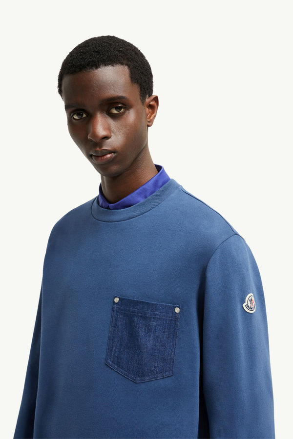 Cotton & Denim Sweatshirt Men Cobalt Blue Moncler 1