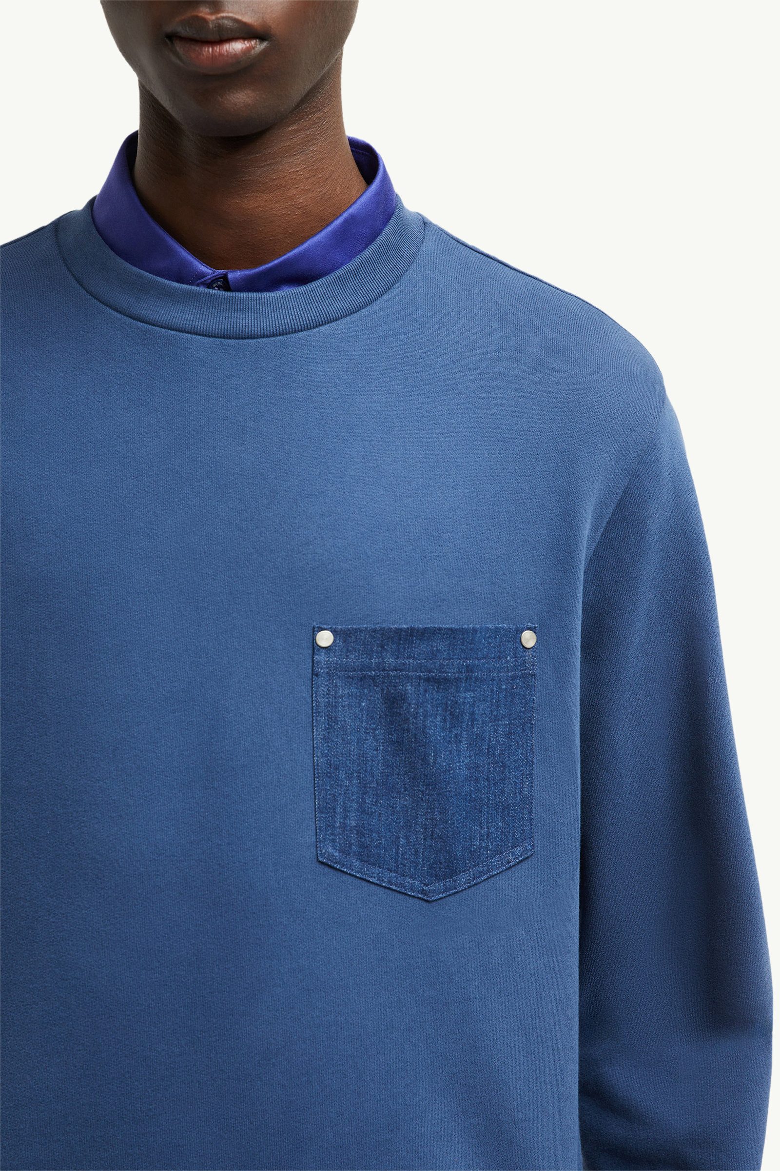 Cotton & Denim Sweatshirt Men Cobalt Blue Moncler 5
