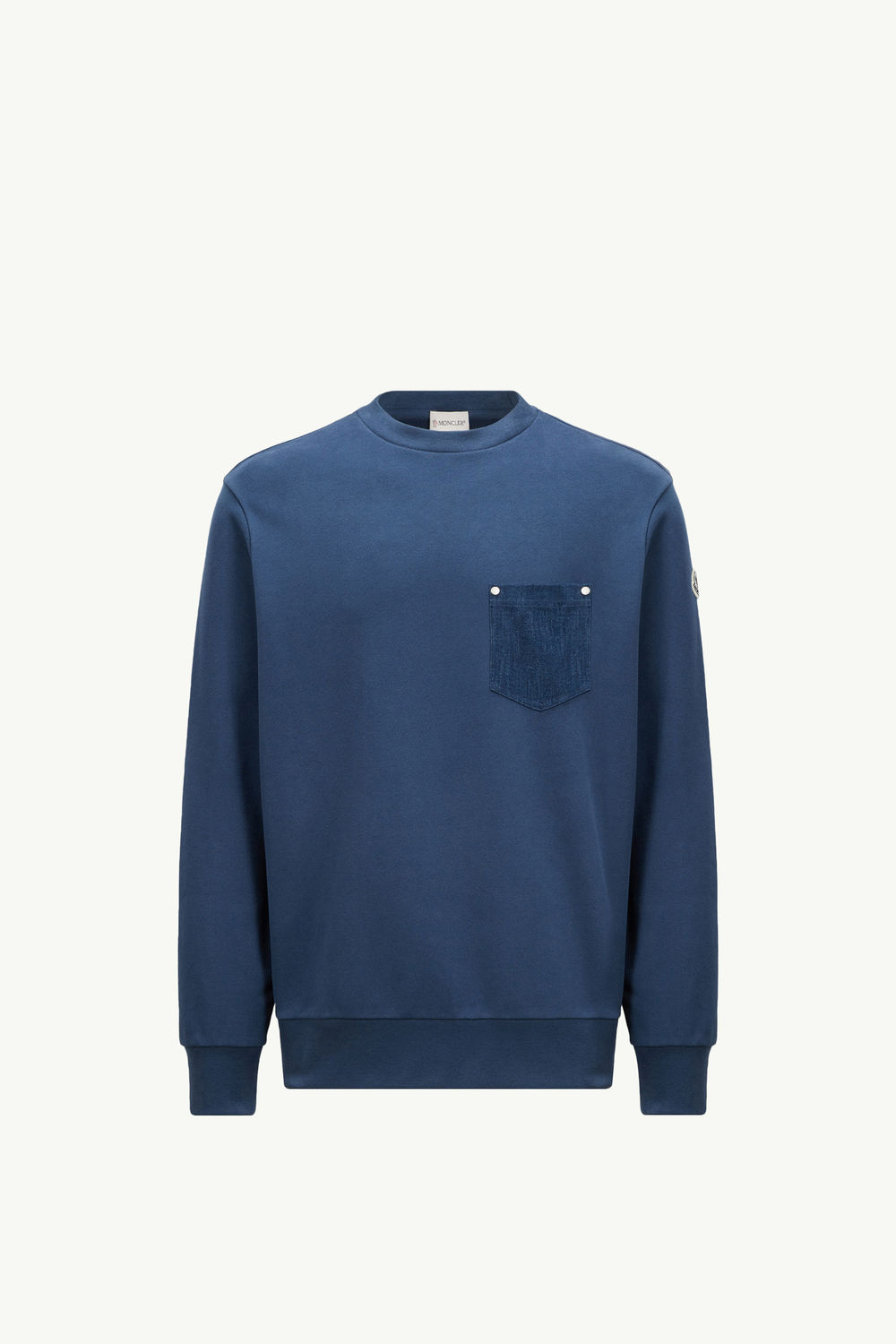 Cotton & Denim Sweatshirt Men Cobalt Blue Moncler 2