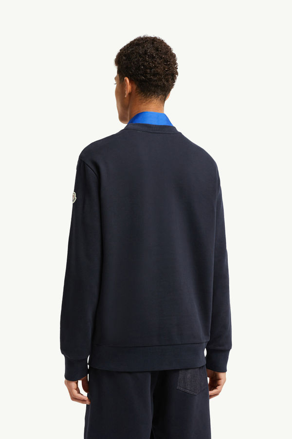 Cotton & Denim Sweatshirt Men Navy Blue Moncler 4