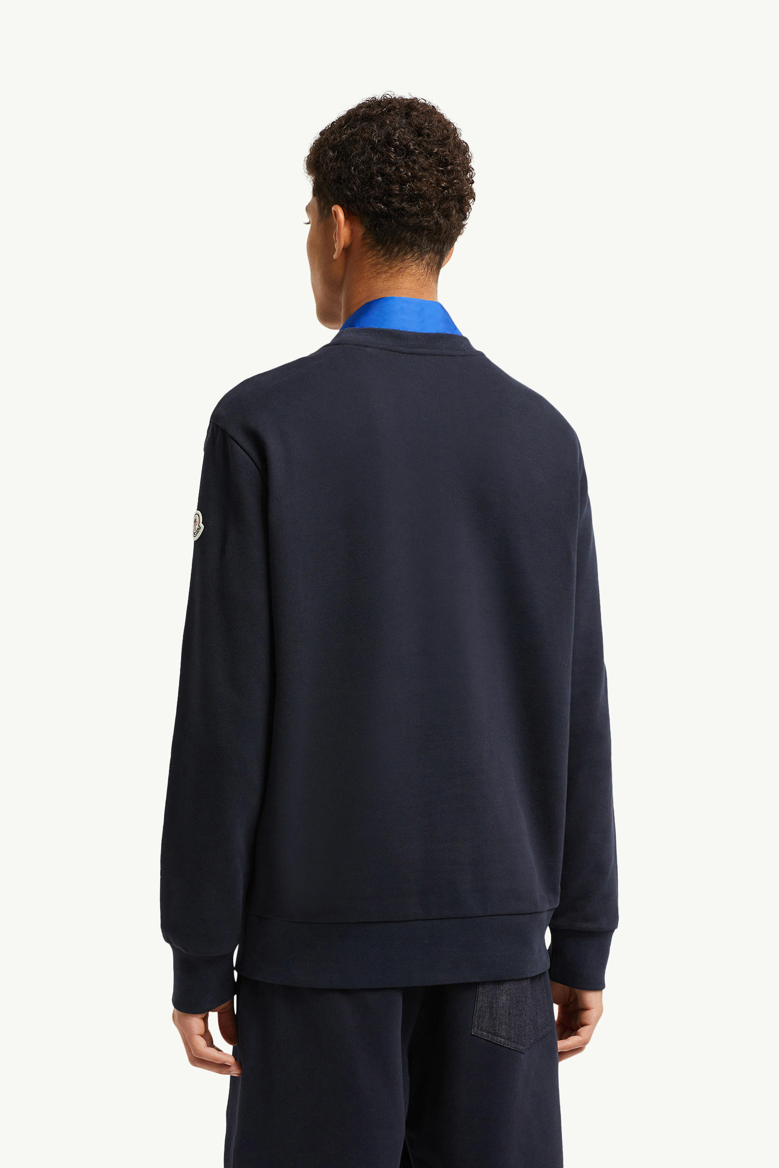 Cotton & Denim Sweatshirt Men Navy Blue Moncler 4