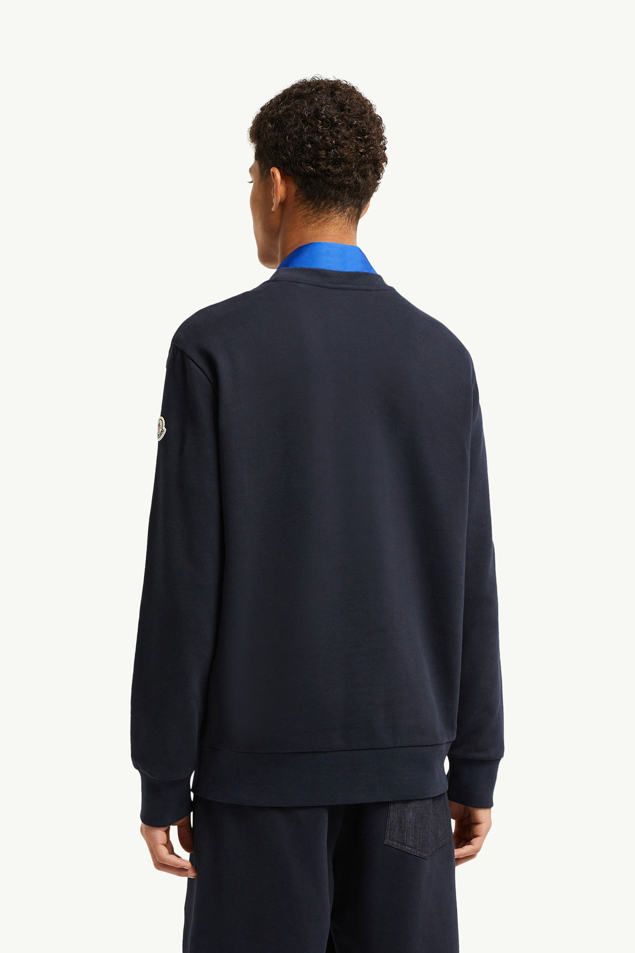 Felpa in cotone e denim Uomo Blu Navy Moncler 4