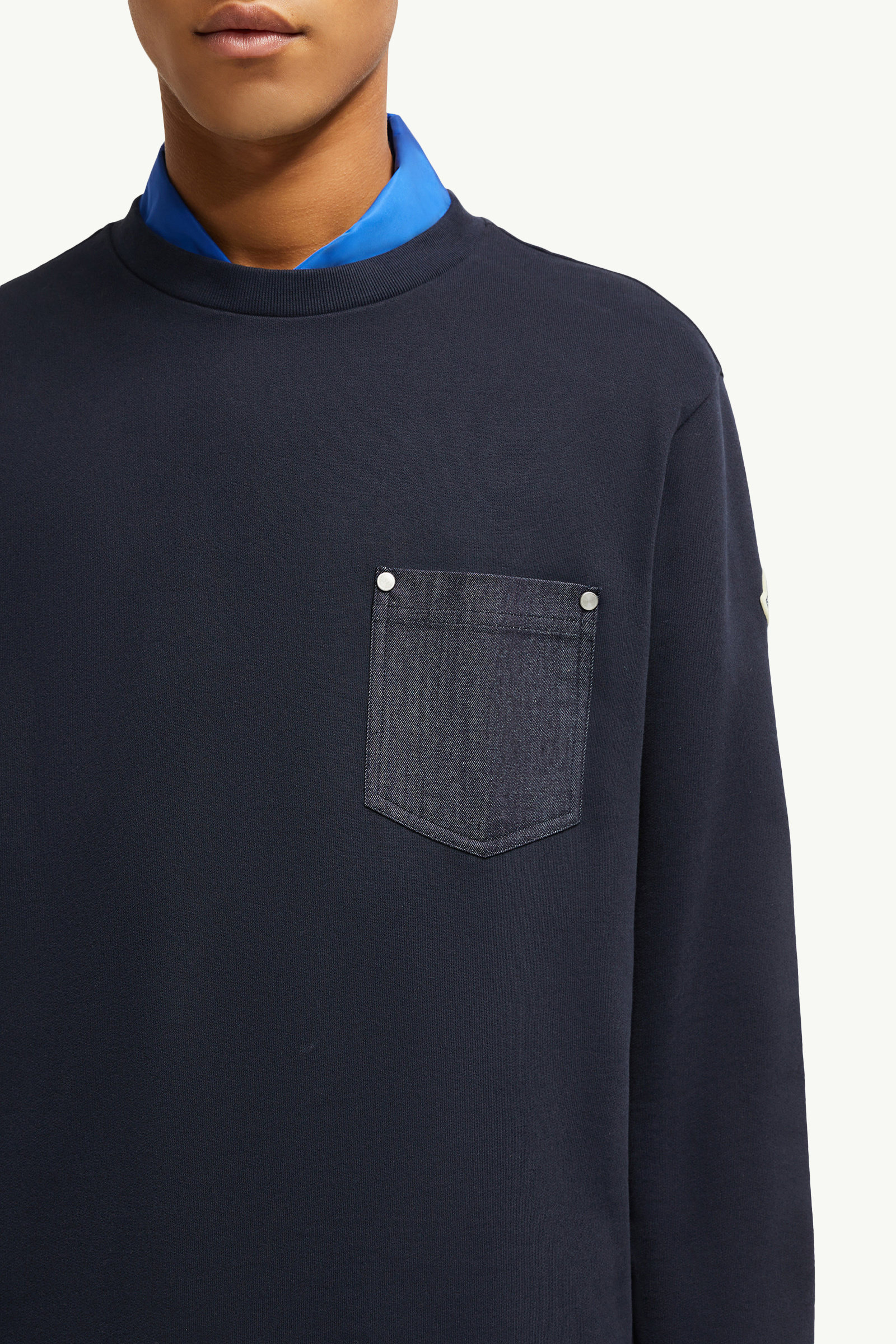 Cotton & Denim Sweatshirt Men Navy Blue Moncler 5