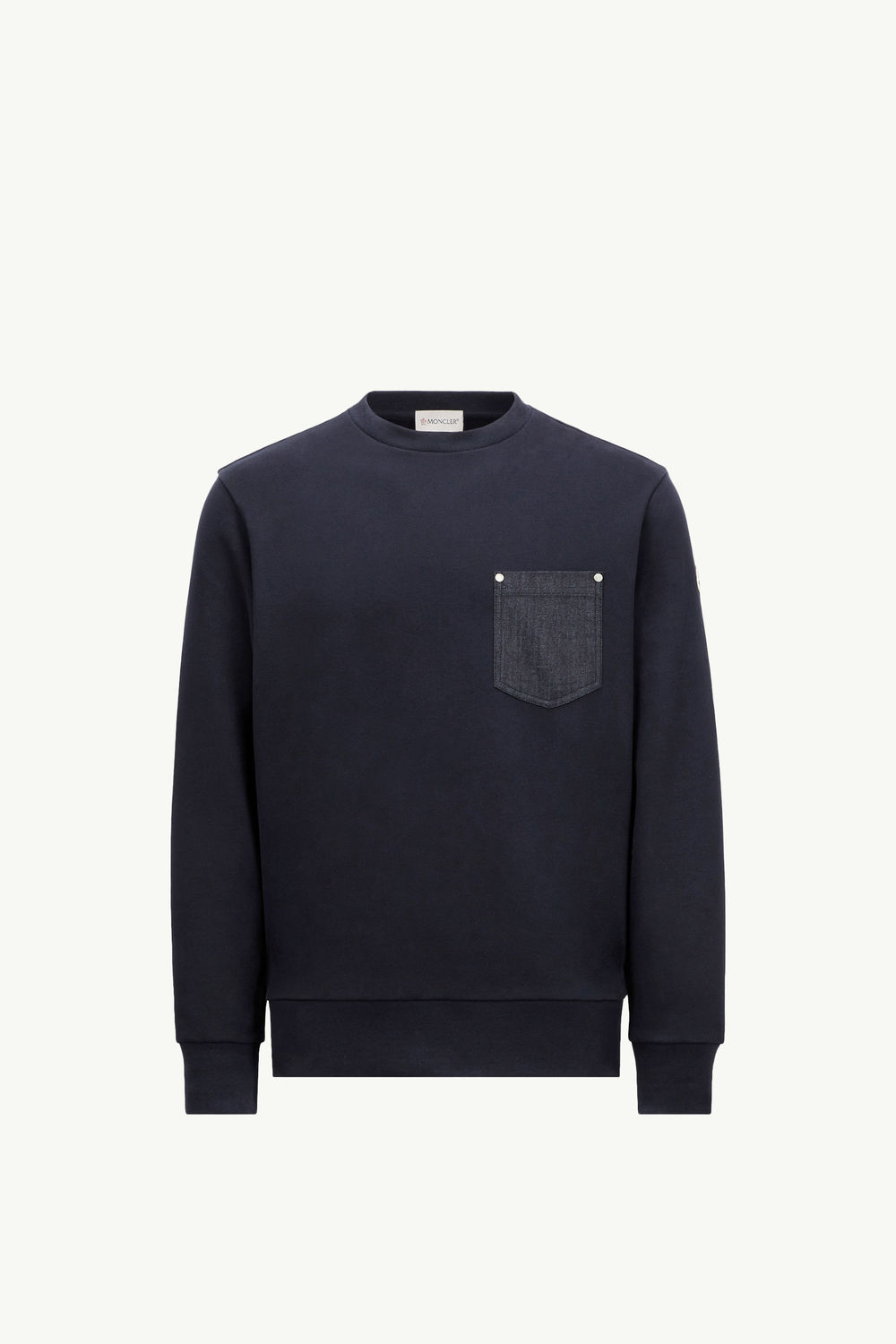 Cotton & Denim Sweatshirt Men Navy Blue Moncler 2