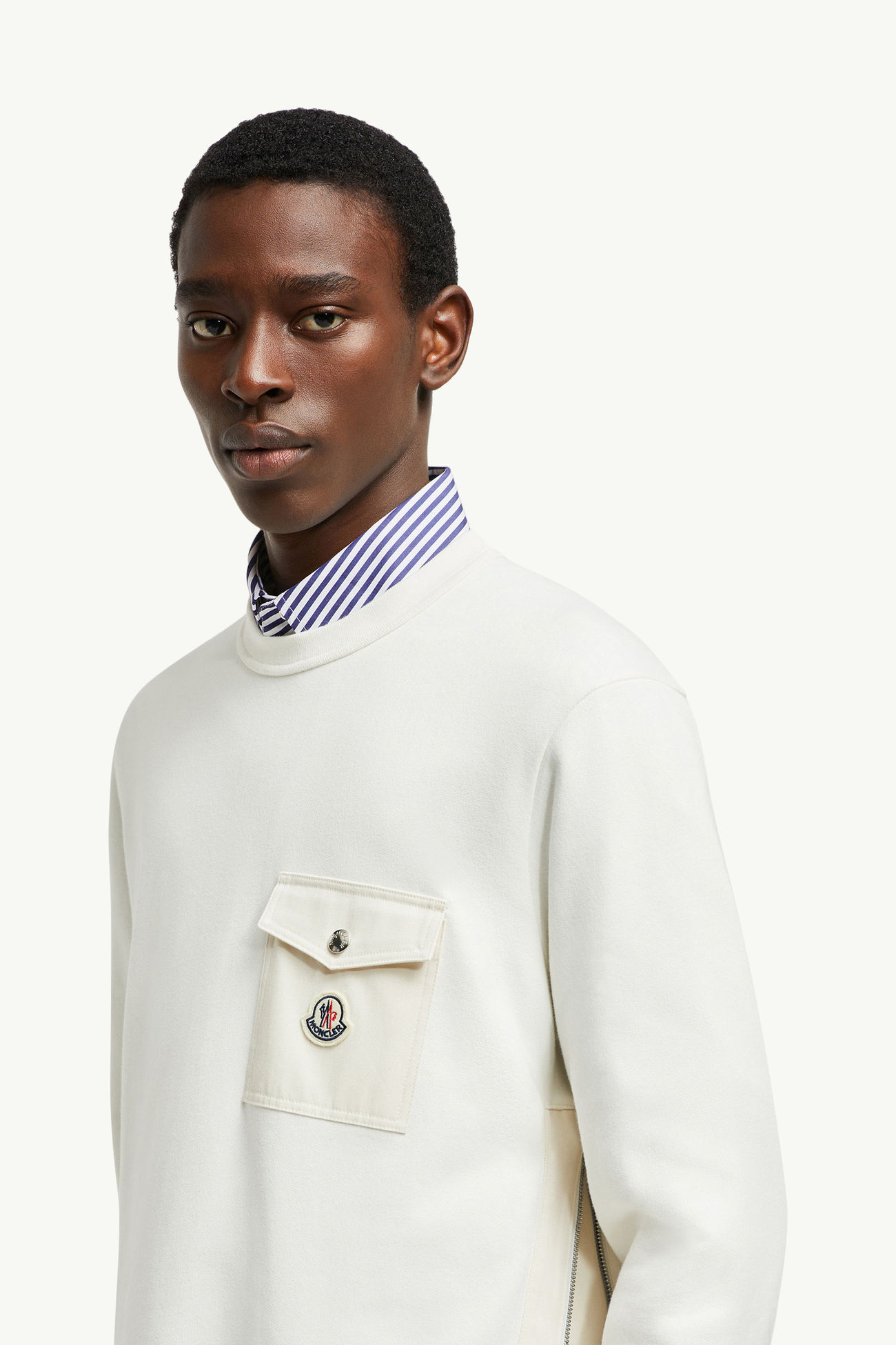 Sweat en coton avec poche Hommes Blanc Moncler 1
