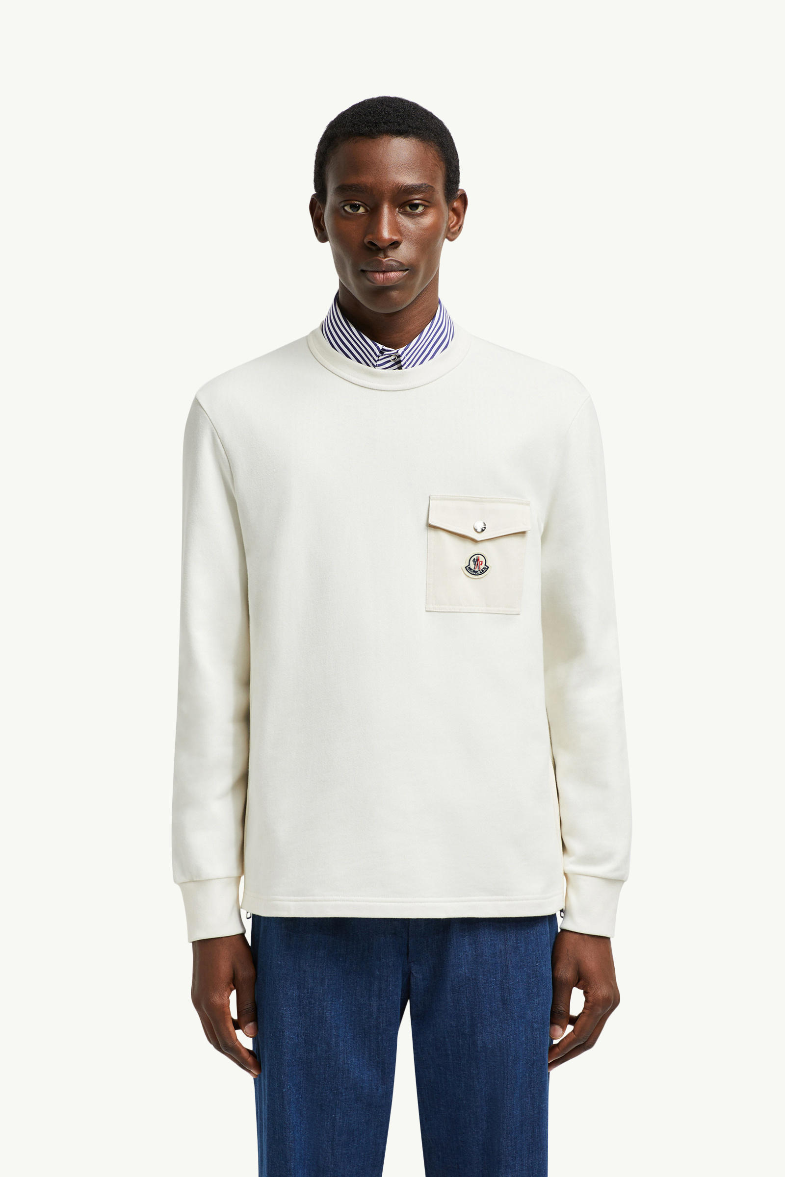 Cotton Sweatshirt with Pocket Men White Moncler 3