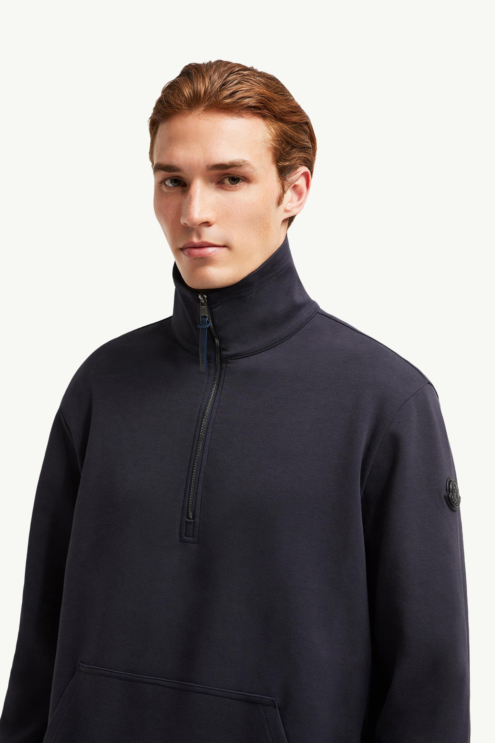 Cotton Half-Zip Sweatshirt Men Navy Blue Moncler 1