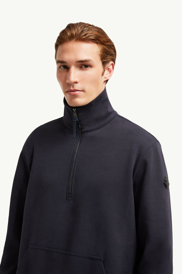 Cotton Half-Zip Sweatshirt Men Navy Blue Moncler 1