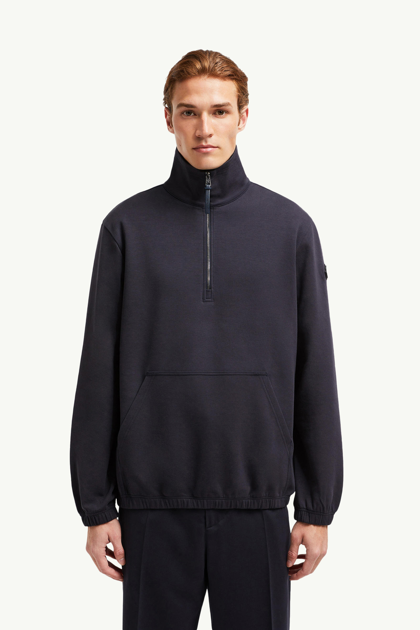 Cotton Half-Zip Sweatshirt Men Navy Blue Moncler 3