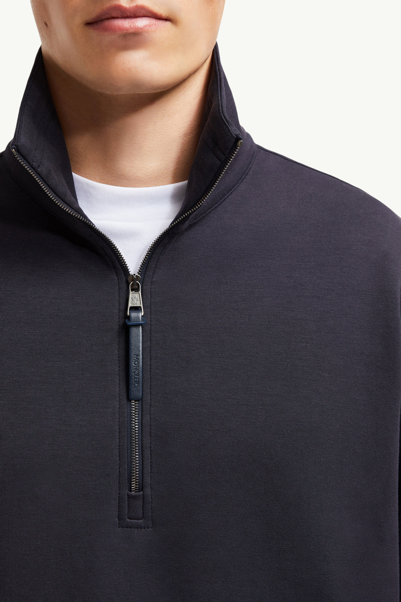 Cotton Half-Zip Sweatshirt Men Navy Blue Moncler 6