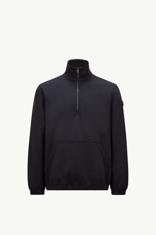 Cotton Half-Zip Sweatshirt Men Navy Blue Moncler 2