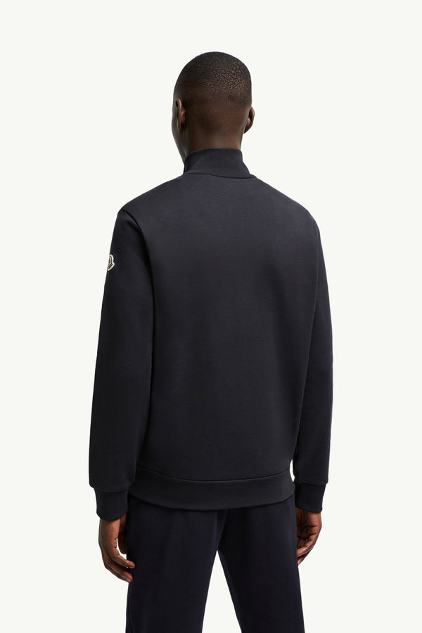 Tricolor-Trimmed Cotton Zip-Up Sweatshirt Men Night Blue Moncler 4