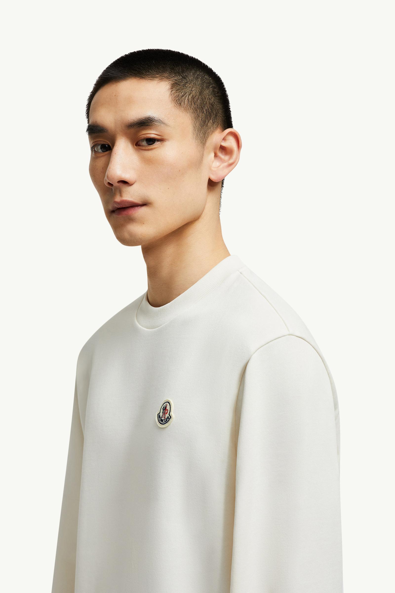 Logo Patch Cotton Sweatshirt Men White Moncler 1