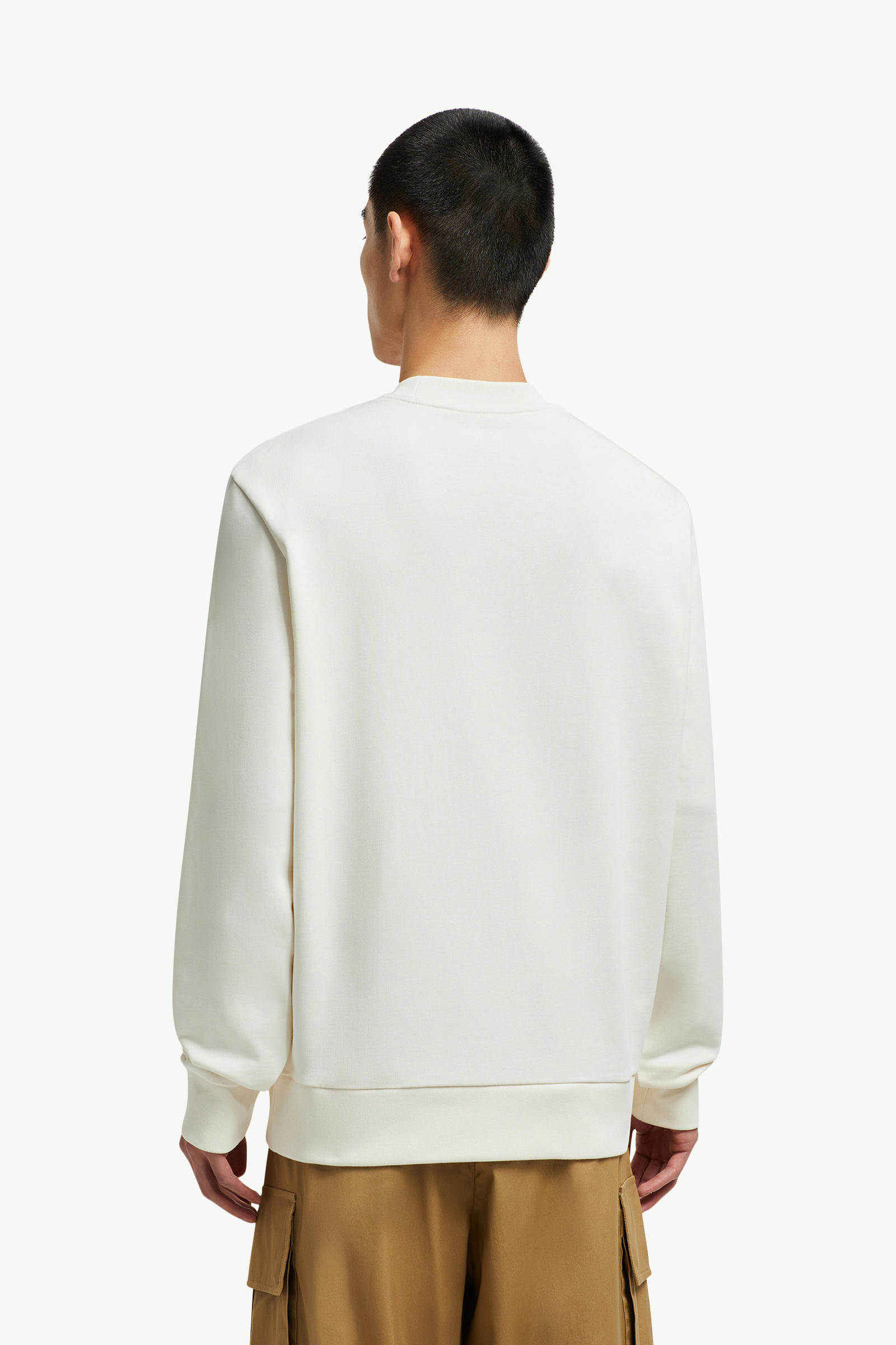 Logo Patch Cotton Sweatshirt Men White Moncler 4