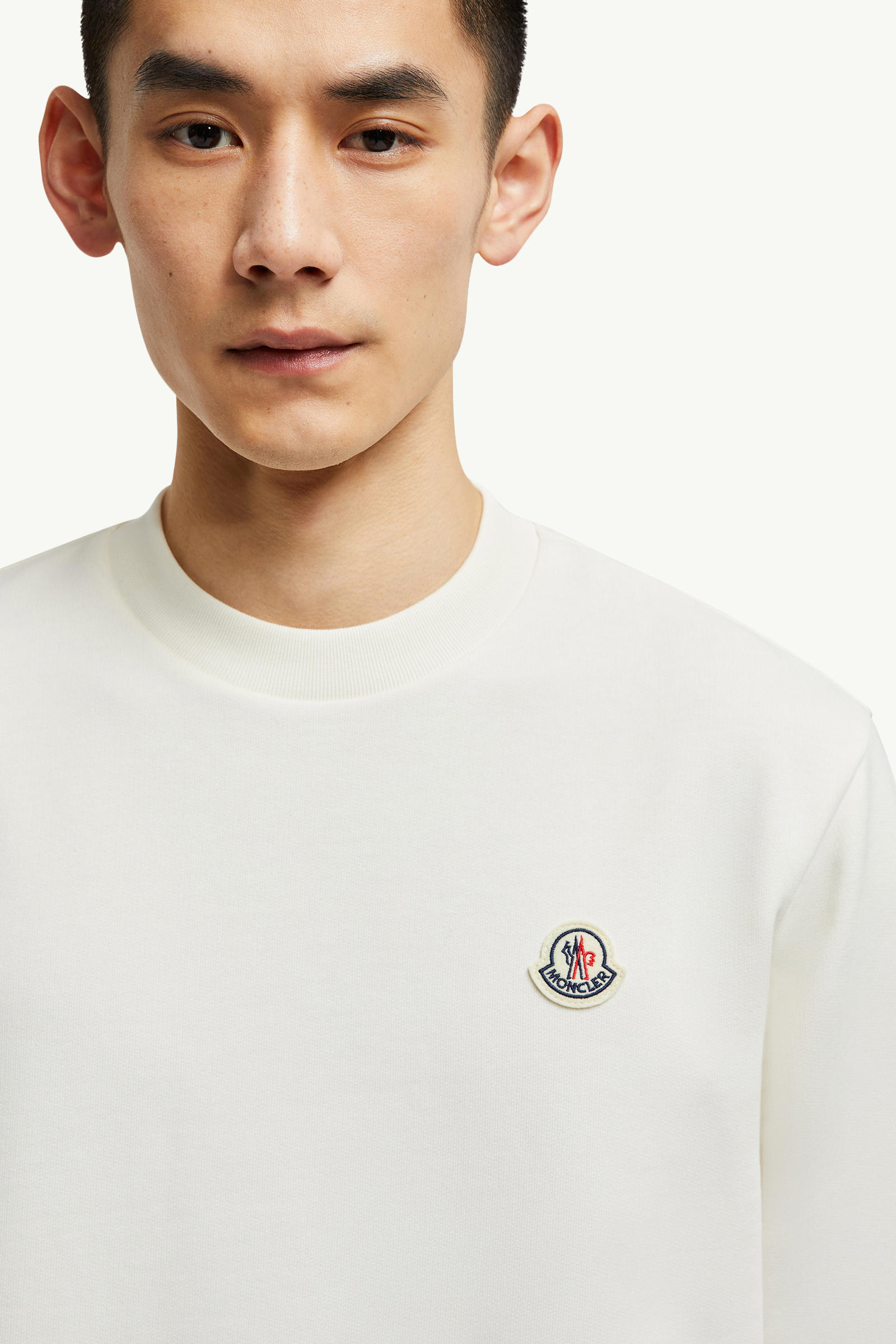 Logo Patch Cotton Sweatshirt Men White Moncler 5